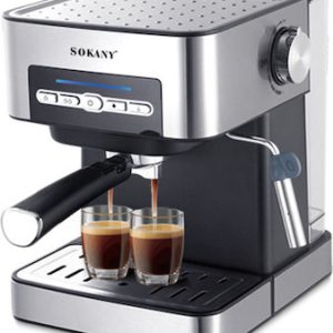 Sokany Μηχανή Espresso 850W Πίεσης 20bar Ασημί SK-6862