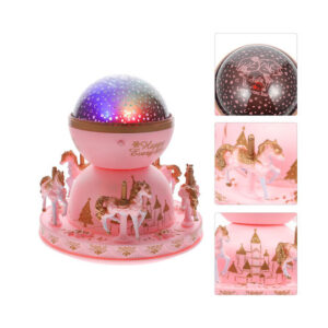 Παιδικό Φωτιστικό Projector Καρουζέλ με Προβολή Αστεριών Ροζ 14.6x14.6x15εκ. 00838